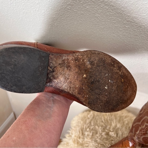 J CHISHOLM All Leather Western Cowboy Boots. Google lens identified as armadillo - Picture 6 of 10